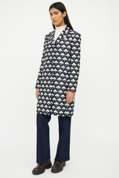 Max Mara Navy Multi Brocade Coat