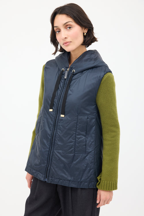 Max Mara Navy The Cube Hooded Zip Vest