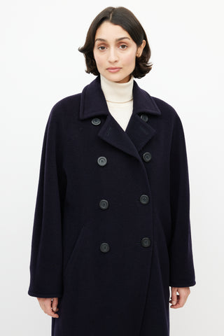 Max Mara Navy Wool Double Breasted Coat