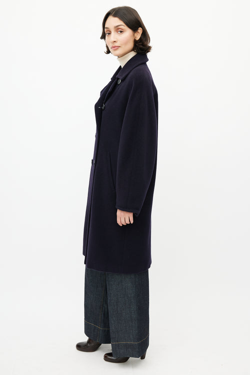 Max Mara Navy Wool Double Breasted Coat