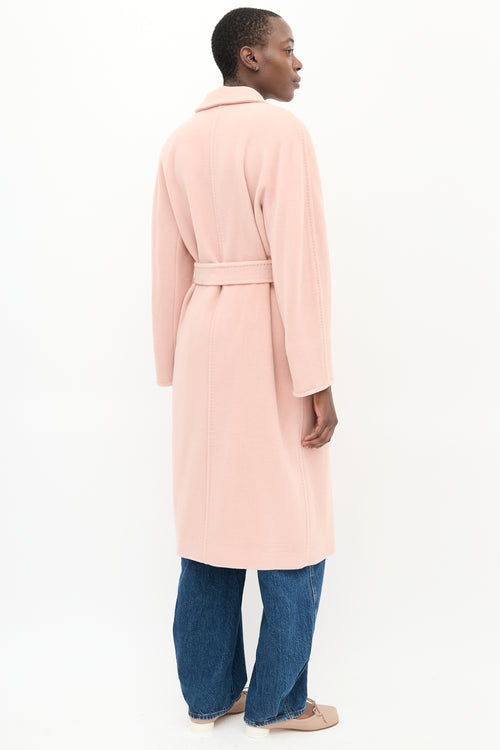 Max Mara Pink Wool Double Breasted Belted Coat