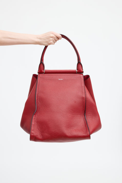 Max Mara Red Leather Top Handle Bag