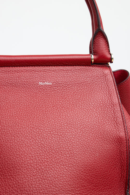 Max Mara Red Leather Top Handle Bag