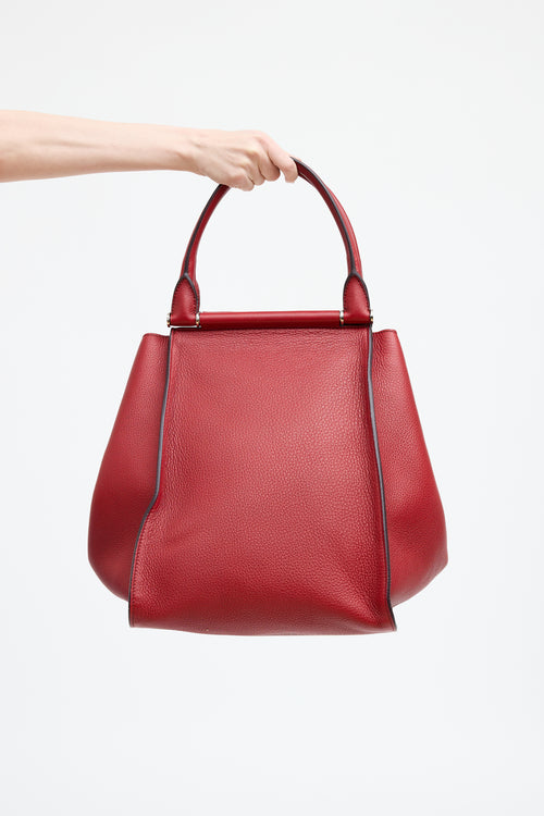 Max Mara Red Leather Top Handle Bag