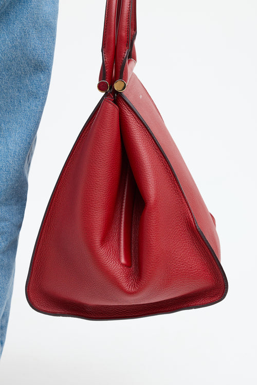 Max Mara Red Leather Top Handle Bag