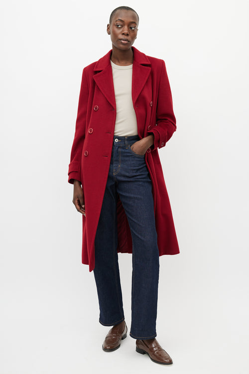 Max Mara Red Wool Double Breasted Coat