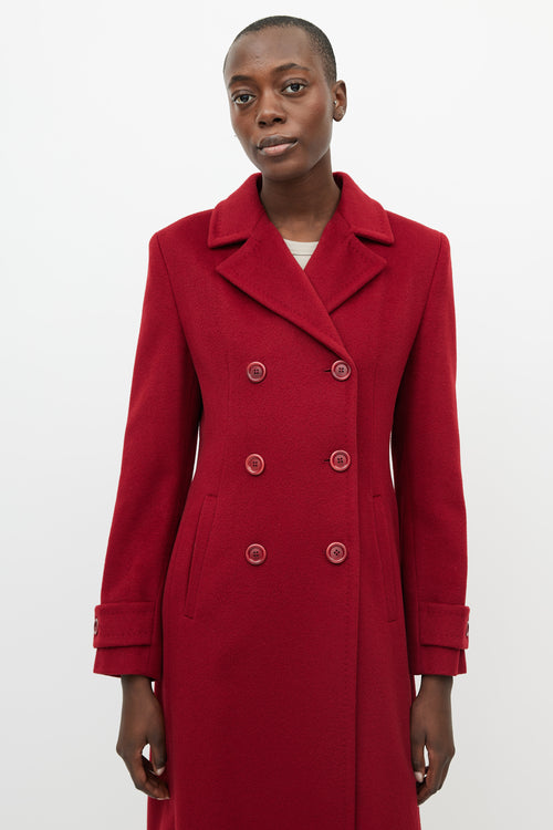 Max Mara Red Wool Double Breasted Coat