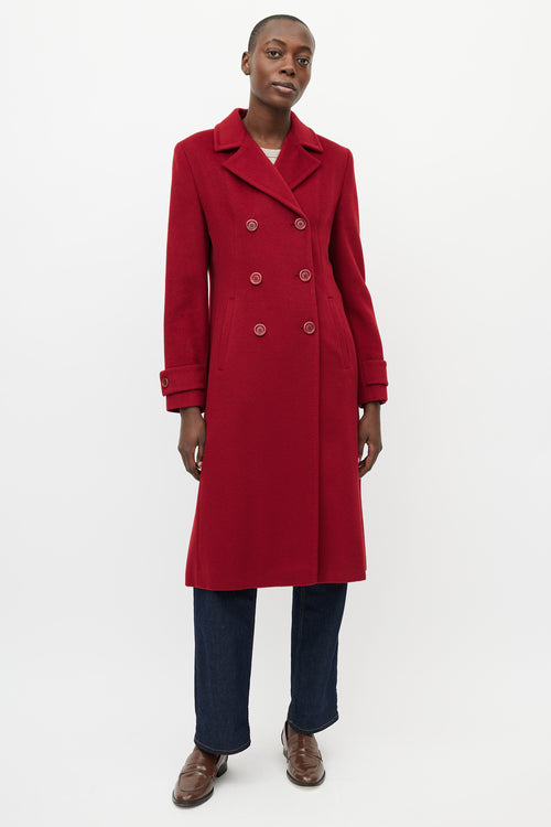 Max Mara Red Wool Double Breasted Coat