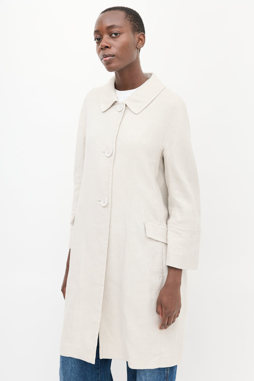 Max Mara S Beige Linen Long Coat