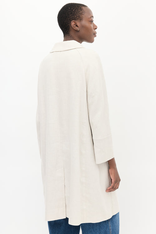 Max Mara S Beige Linen Long Coat