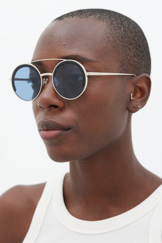 Max Mara Silver 
Black MM Eileen I Circular Sunglasses