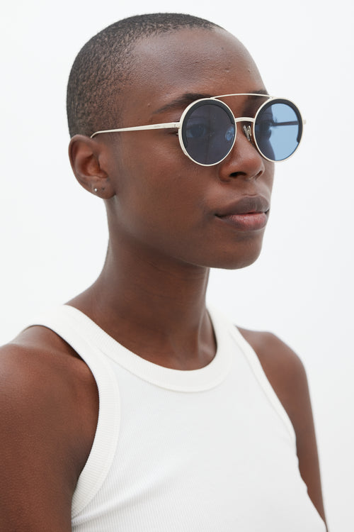 Max Mara Silver 
Black MM Eileen I Circular Sunglasses