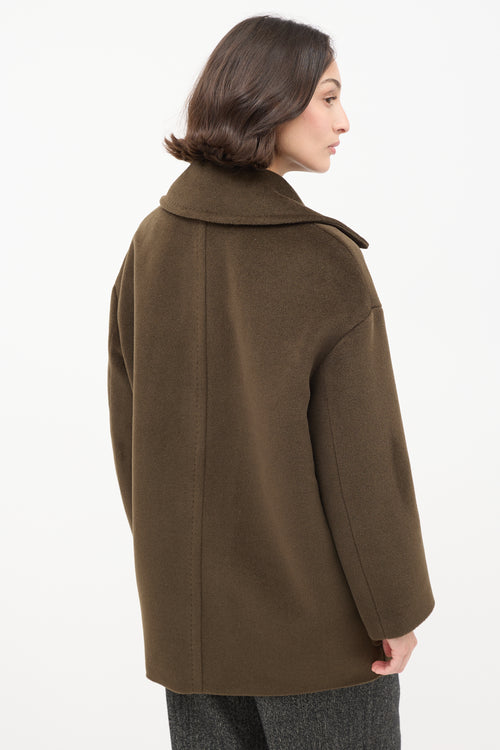 Max Mara Studio Brown Wool Double Breasted Mid Length Coat