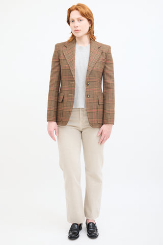 Max Mara Weekend Brown 
Red Wool Plaid Blazer