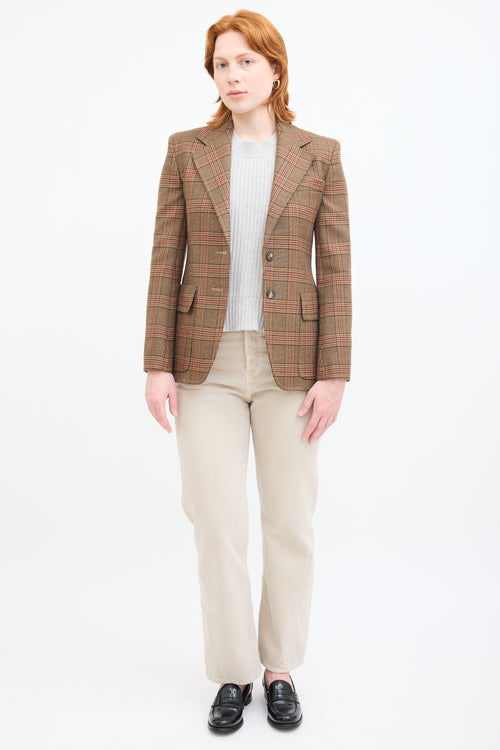 Max Mara Weekend Brown 
Red Wool Plaid Blazer