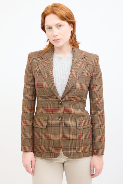 Max Mara Weekend Brown 
Red Wool Plaid Blazer