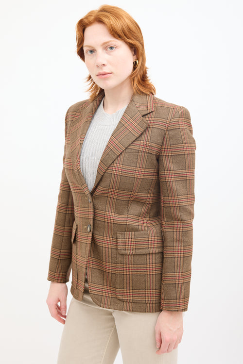 Max Mara Weekend Brown 
Red Wool Plaid Blazer