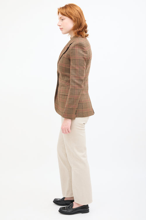 Max Mara Weekend Brown 
Red Wool Plaid Blazer