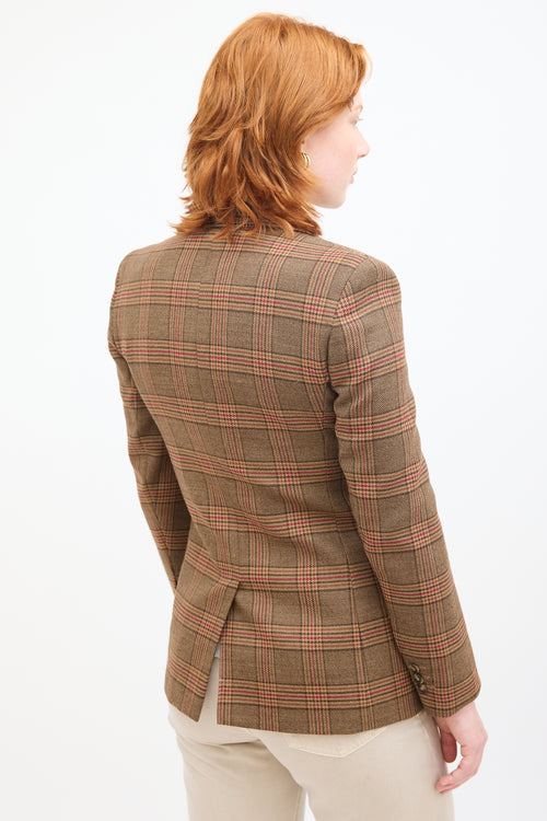 Max Mara Weekend Brown 
Red Wool Plaid Blazer