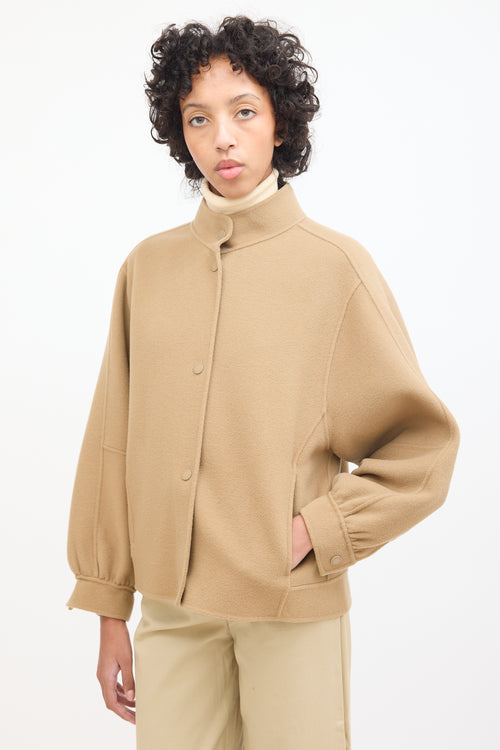 Max Mara Weekend Brown Wool Stand Collar Jacket