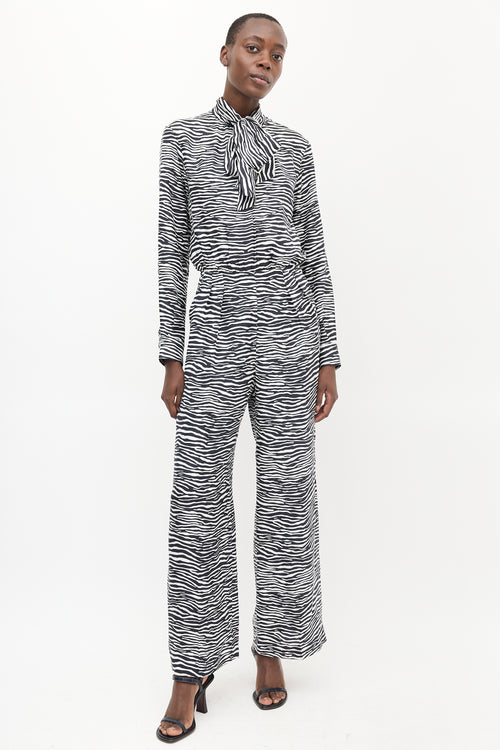 Max Mara White 
Black Printed Darling Jumpsuit