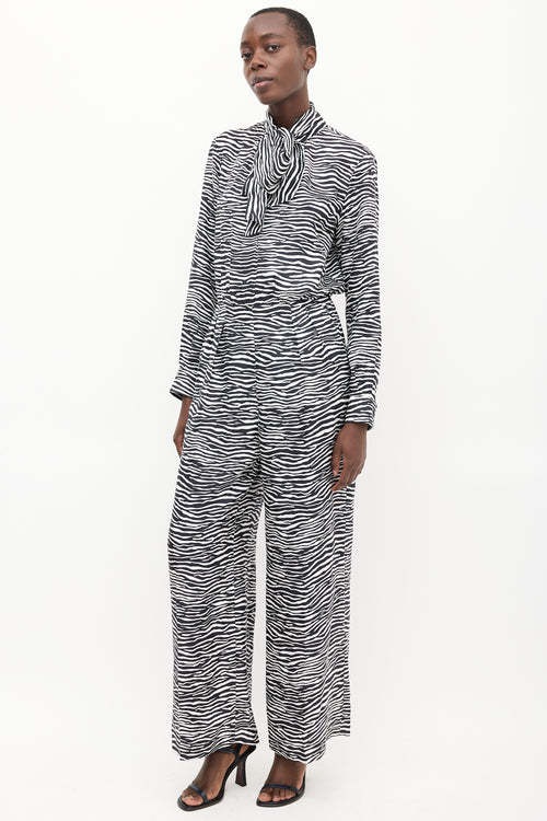 Max Mara White 
Black Printed Darling Jumpsuit