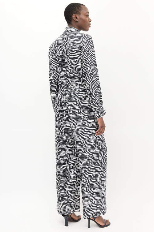 Max Mara White 
Black Printed Darling Jumpsuit