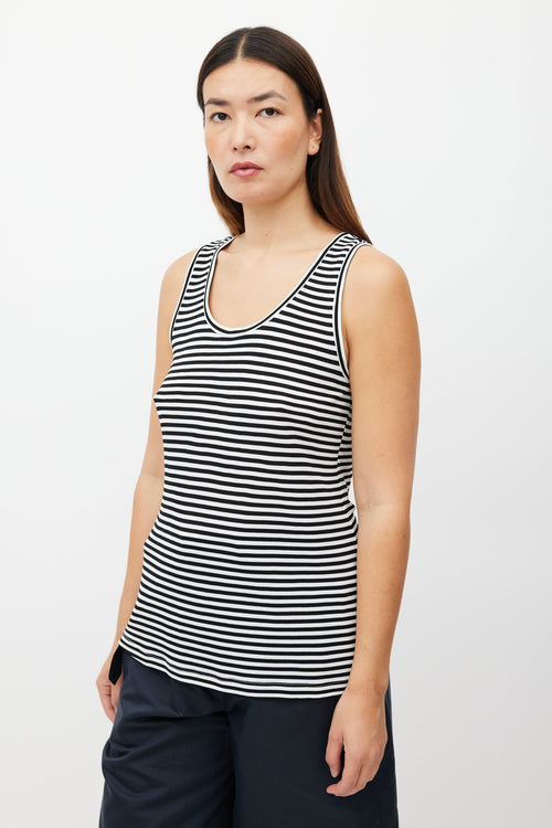 Max Mara White 
Black Striped Tank