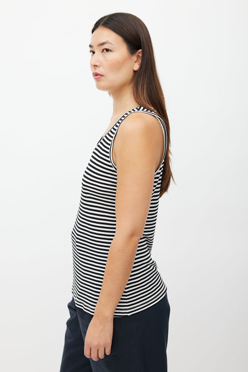 Max Mara White 
Black Striped Tank