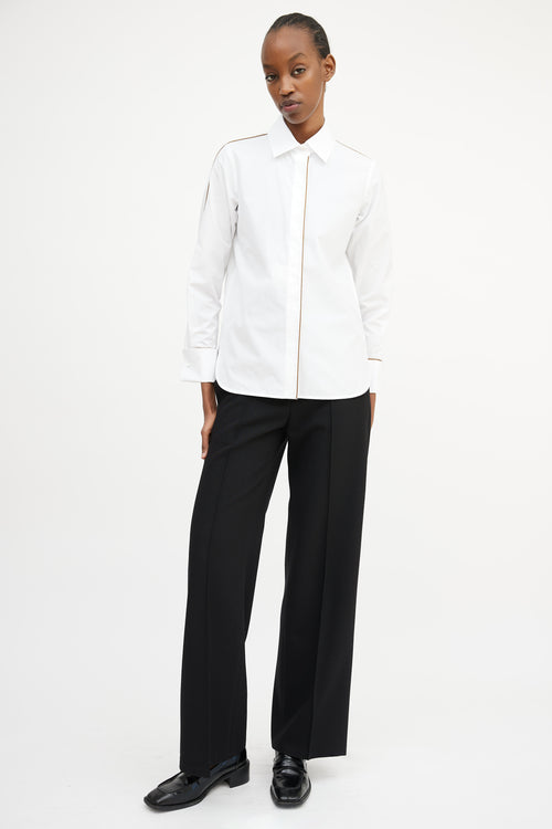 Max Mara White 
Brown Trim Shirt