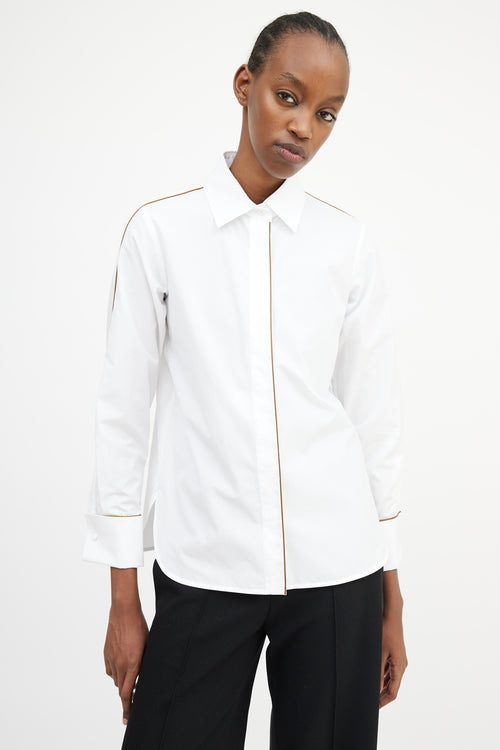 Max Mara White 
Brown Trim Shirt