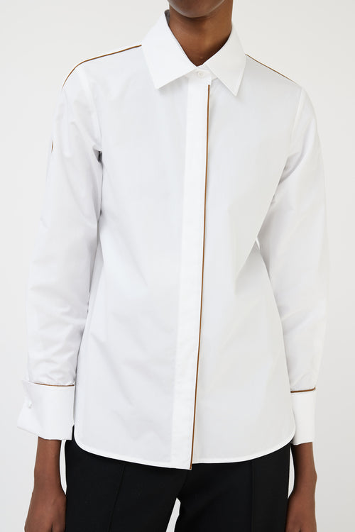 Max Mara White 
Brown Trim Shirt