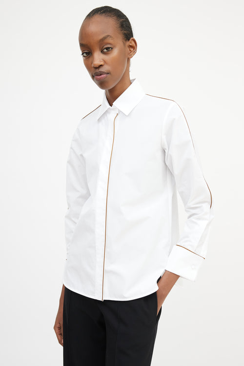 Max Mara White 
Brown Trim Shirt