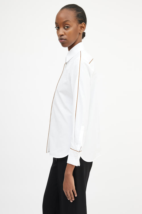 Max Mara White 
Brown Trim Shirt