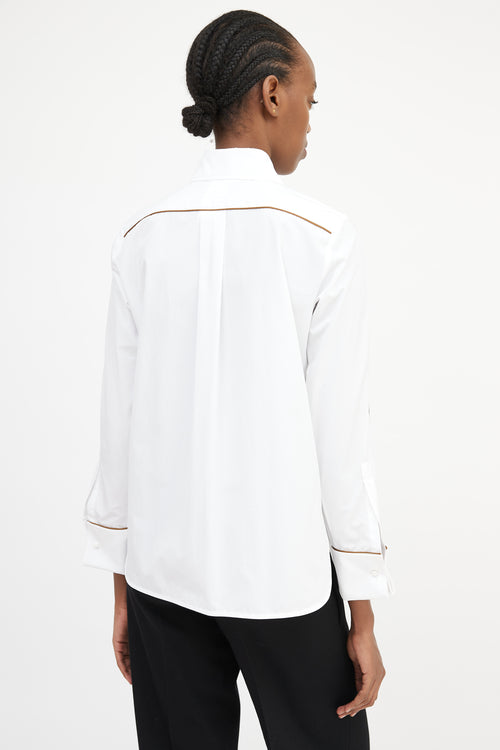 Max Mara White 
Brown Trim Shirt