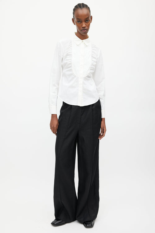 Max Mara White Pleated Bib Shirt