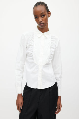 Max Mara White Pleated Bib Shirt