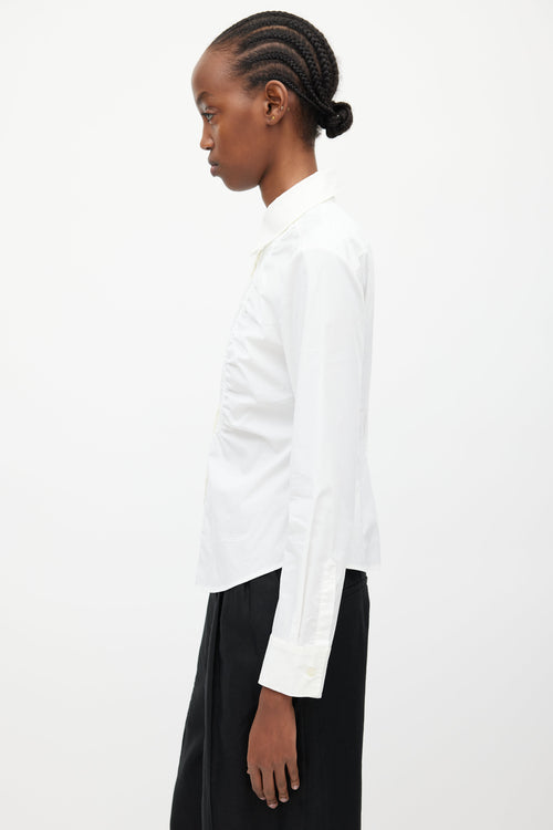 Max Mara White Pleated Bib Shirt