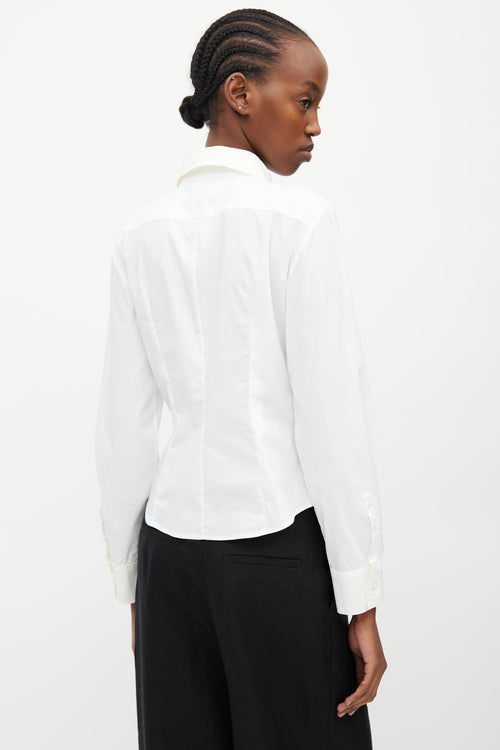 Max Mara White Pleated Bib Shirt