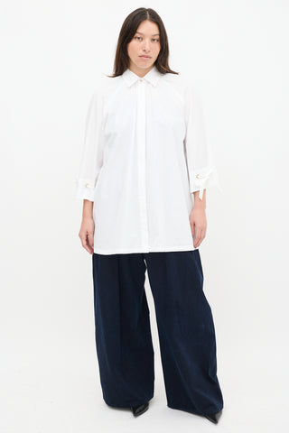 Max Mara White Tie Cuff Shirt