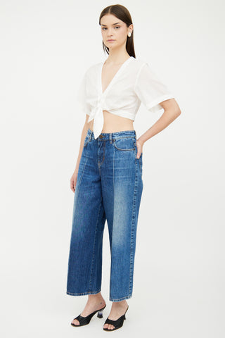 Max Mara Medium Wash Pleated Wide Leg Jean