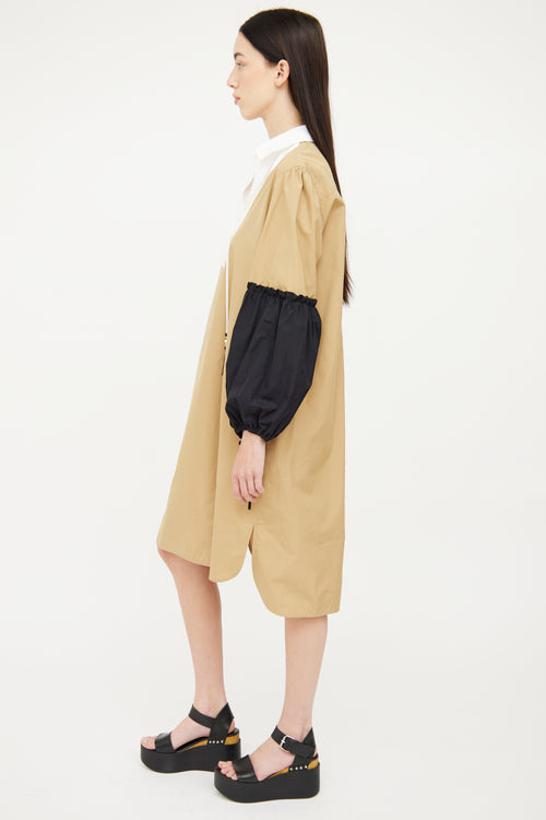 Max Mara Beige 
Black Cinch Tie Dress