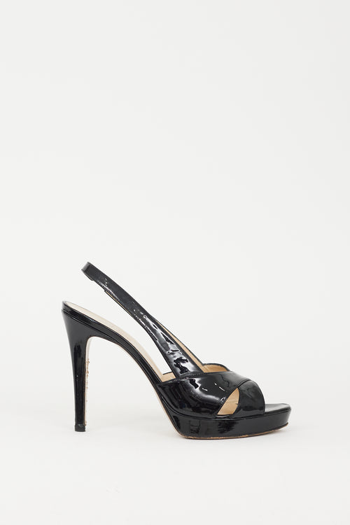 Max Mara Black Patent Leather Slingback Heel