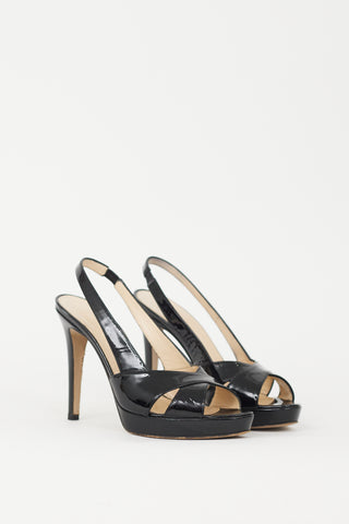 Max Mara Black Patent Leather Slingback Heel