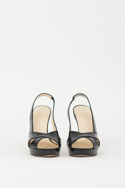 Max Mara Black Patent Leather Slingback Heel