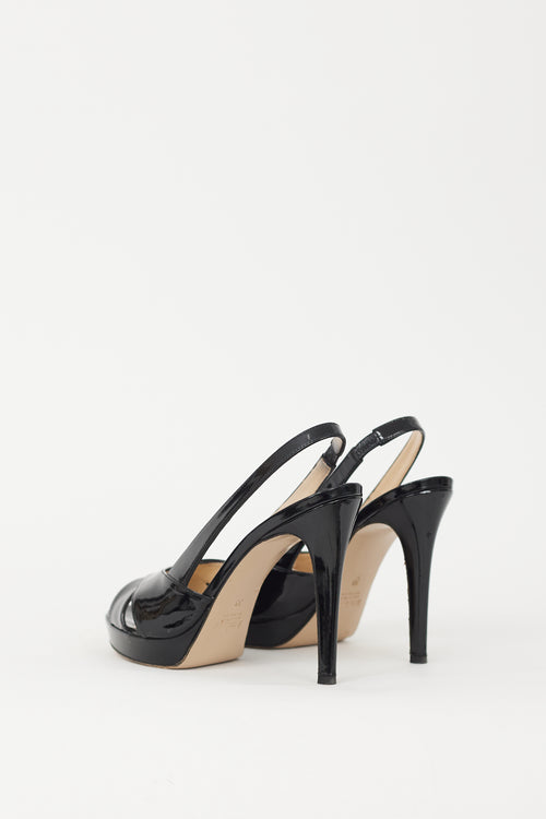 Max Mara Black Patent Leather Slingback Heel