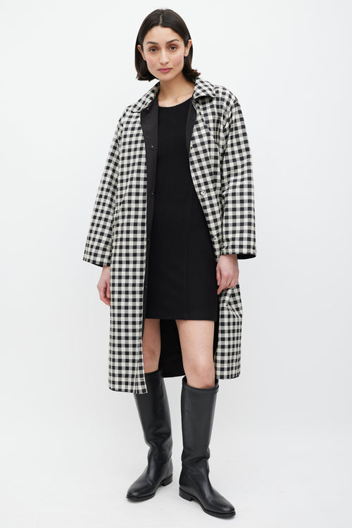 Max Mara Black 
White Nylon Gingham Reversible Jacket