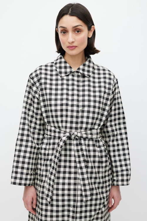 Max Mara Black 
White Nylon Gingham Reversible Jacket