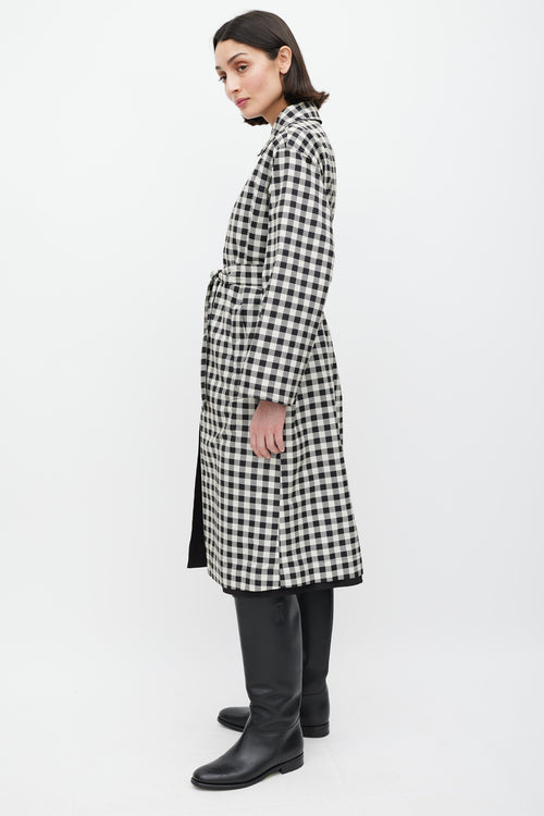 Max Mara Black 
White Nylon Gingham Reversible Jacket