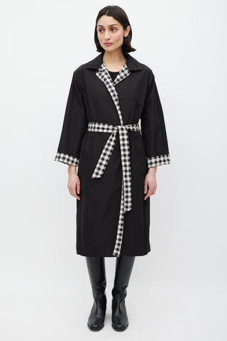 Max Mara Black 
White Nylon Gingham Reversible Jacket